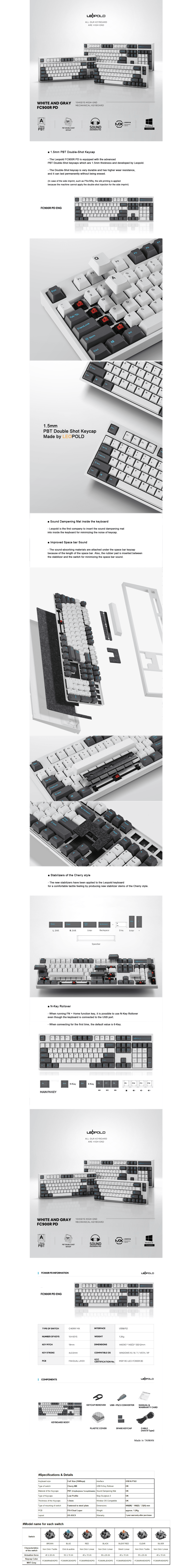 LEOPOLD FC900R PD WHITE/GREY (EN)